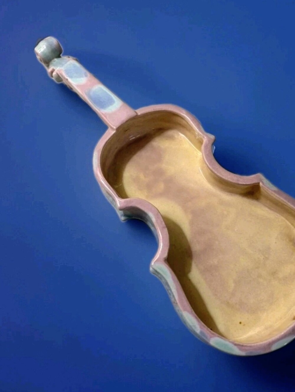 VTG Haeger 16" Violin Vase Mauve Agate Pink Blue Drip R293 MCM Art Deco